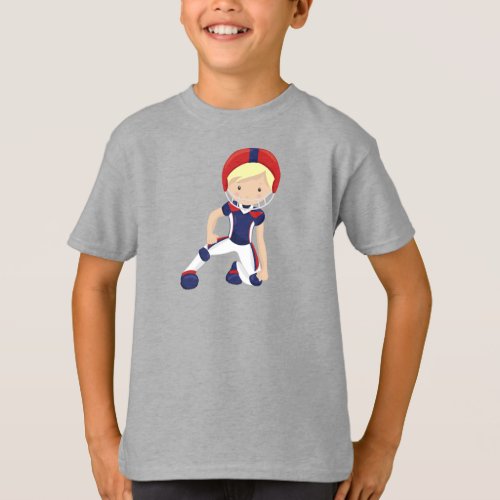 American Football Cute Boy Blond Hair Rugby T_Shirt