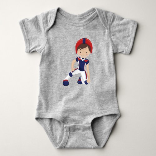 American Football Cute Boy Brown Hair Rugby Baby Bodysuit