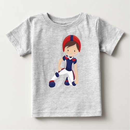 American Football Cute Boy Brown Hair Rugby Baby T_Shirt