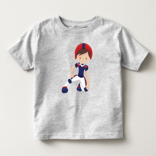 American Football Cute Boy Brown Hair Rugby Toddler T_shirt