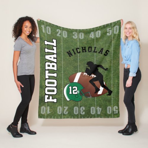 American Football  _ Dark Green Helmet Fleece Blanket