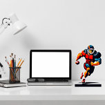 American Football Desk Sculpture<br><div class="desc">American Football Desk Sculpture.
Dimensions: 10"l x 8"w Final size is approximate and depends on cut-out size of image
Made of high strength cast acrylic.
Optic clear front,  and high gloss black back.</div>