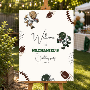 American Football dinosaur birthday welcome sign