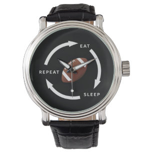 American Football Eat Sleep Repeat Sports Fan Role Watch