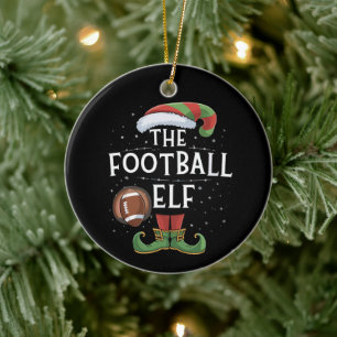American Football Elf Family Matching Christmas Ceramic Ornament