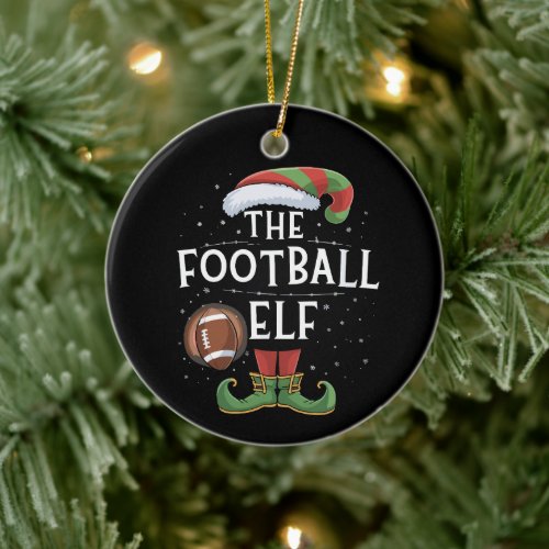 American Football Elf Family Matching Christmas  Ceramic Ornament