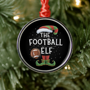 American Football Elf Family Matching Christmas Metal Ornament