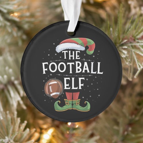 American Football Elf Family Matching Christmas  Ornament