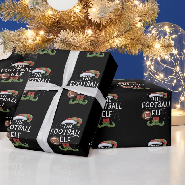 American Football Elf Family Matching Christmas  Wrapping Paper (Holidays)