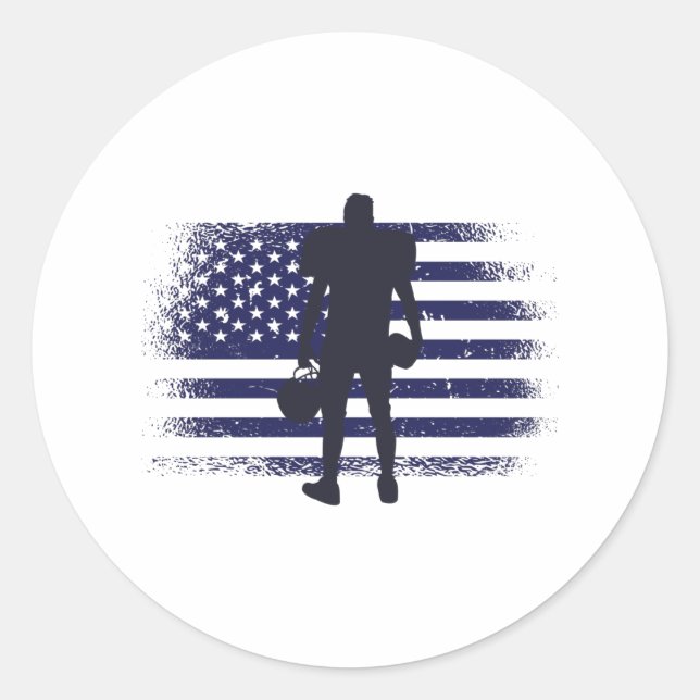 American Football Fan Jersey Shirt USA Flag Classic Round Sticker (Front)
