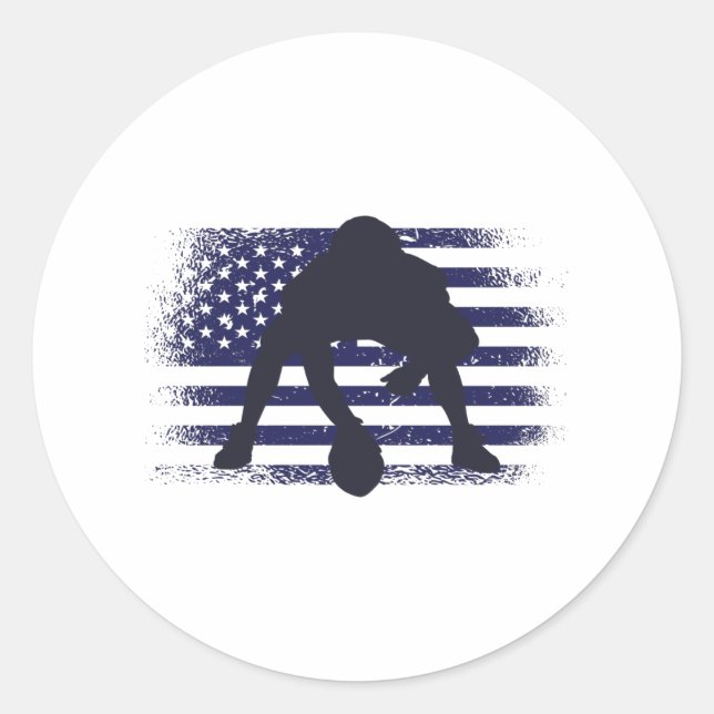 American Football Fan Jersey Shirt USA Flag Classic Round Sticker (Front)