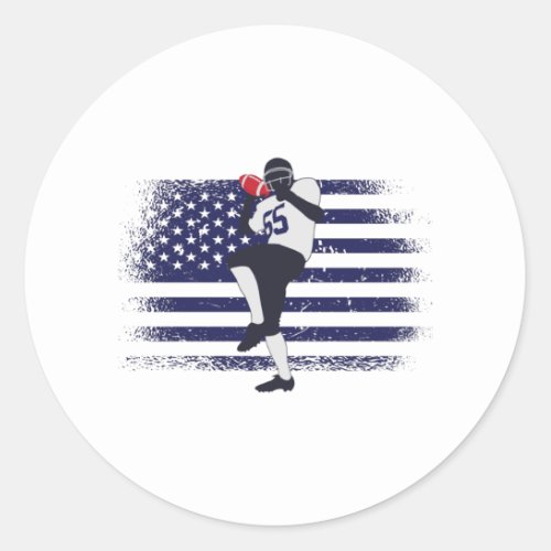 American Football Fan Jersey Shirt USA Flag Classic Round Sticker