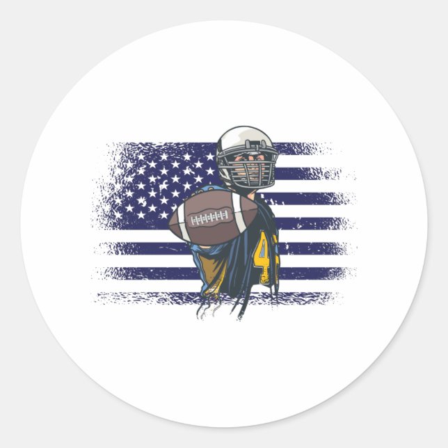 American Football Fan Jersey Shirt USA Flag Classic Round Sticker (Front)