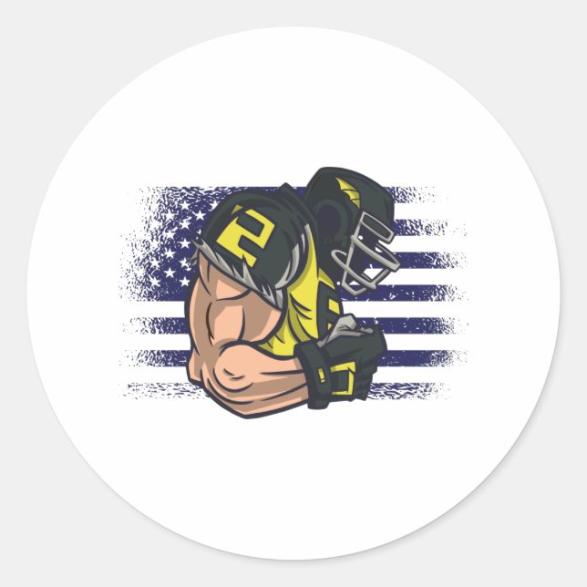 American Football Fan Jersey Shirt USA Flag Classic Round Sticker (Front)