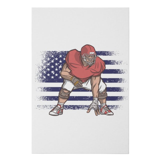 American Football Fan Jersey Shirt USA Flag Faux Canvas Print (Front)