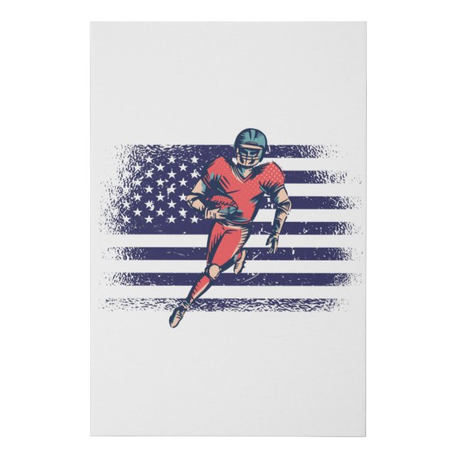 American Football Fan Jersey Shirt USA Flag Faux Canvas Print (Front)