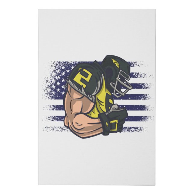 American Football Fan Jersey Shirt USA Flag Faux Canvas Print (Front)