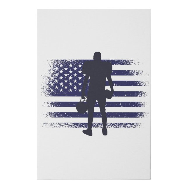 American Football Fan Jersey Shirt USA Flag Faux Canvas Print (Front)
