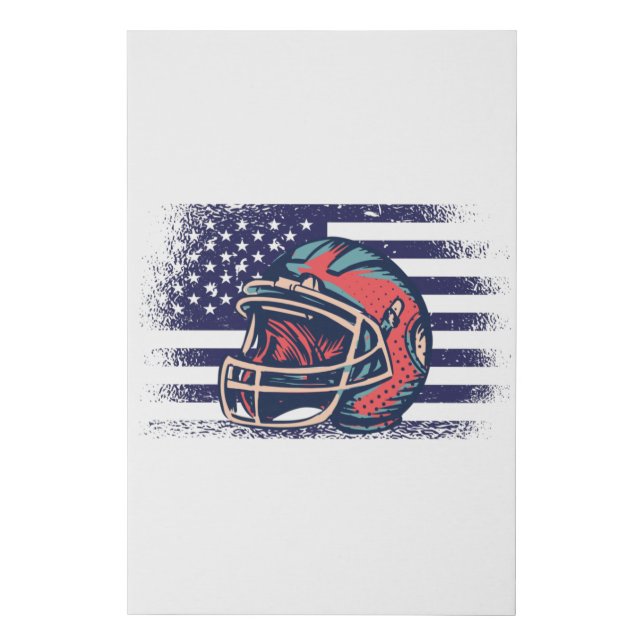 American Football Fan Jersey Shirt USA Flag Faux Canvas Print (Front)