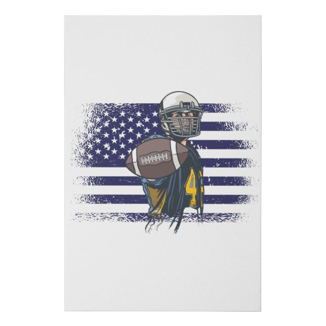 American Football Fan Jersey Shirt USA Flag Faux Canvas Print (Front)