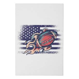 American Football Fan Jersey Shirt USA Flag Faux Canvas Print