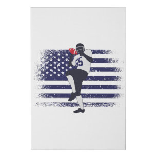 American Football Fan Jersey Shirt USA Flag Faux Canvas Print