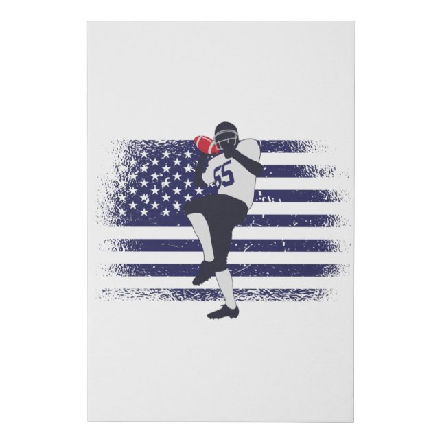 American Football Fan Jersey Shirt USA Flag Faux Canvas Print (Front)