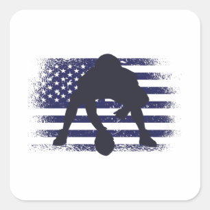 American Football Fan Jersey Shirt USA Flag Square Sticker