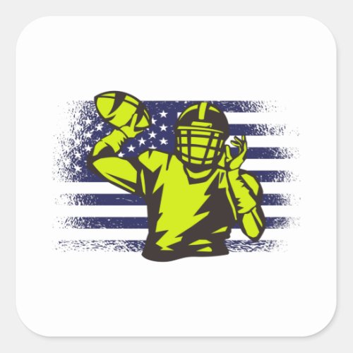 American Football Fan Jersey Shirt USA Flag Square Sticker