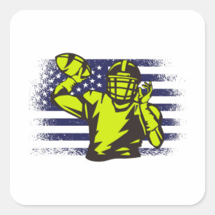 American Football Fan Jersey Shirt USA Flag Square Sticker