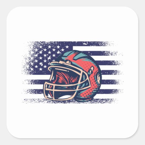 American Football Fan Jersey Shirt USA Flag Square Sticker