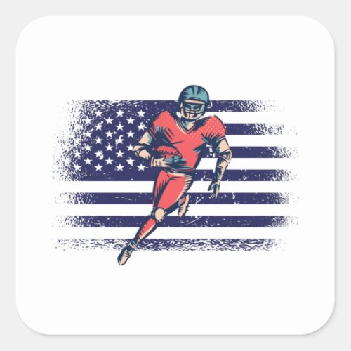 American Football Fan Jersey Shirt USA Flag Square Sticker