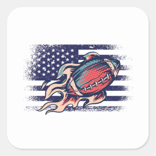 American Football Fan Jersey Shirt USA Flag Square Sticker