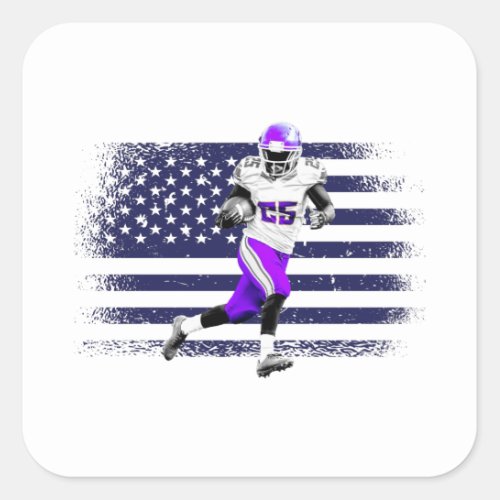 American Football Fan Jersey Shirt USA Flag Square Sticker