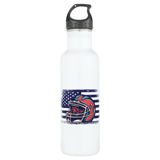 American Football Fan Jersey Shirt USA Flag Stainless Steel Water Bottle (Front)