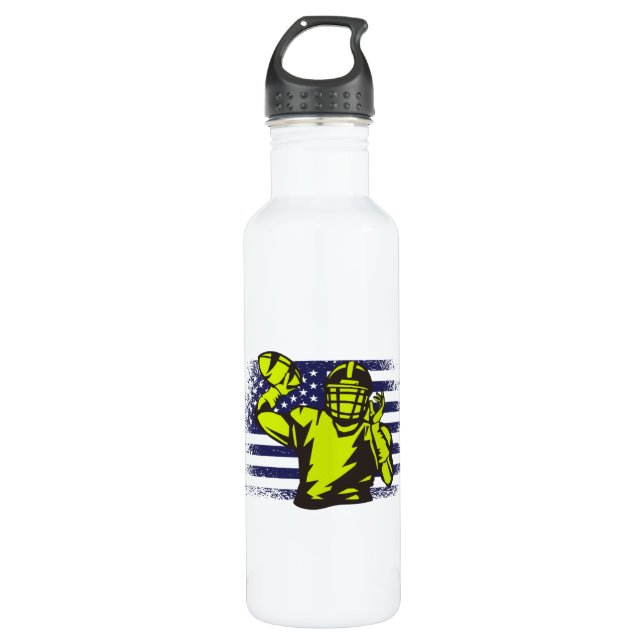 American Football Fan Jersey Shirt USA Flag Stainless Steel Water Bottle (Front)