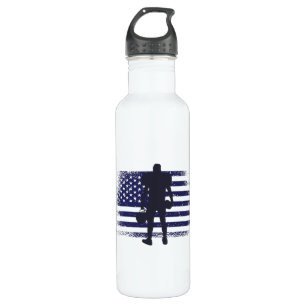American Football Fan Jersey Shirt USA Flag Stainless Steel Water Bottle