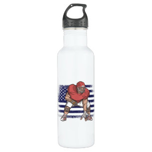 American Football Fan Jersey Shirt USA Flag Stainless Steel Water Bottle
