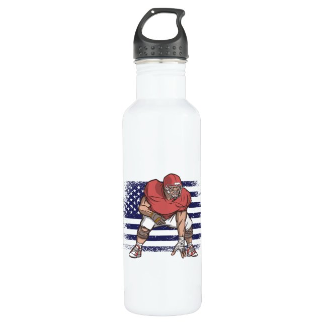 American Football Fan Jersey Shirt USA Flag Stainless Steel Water Bottle (Front)