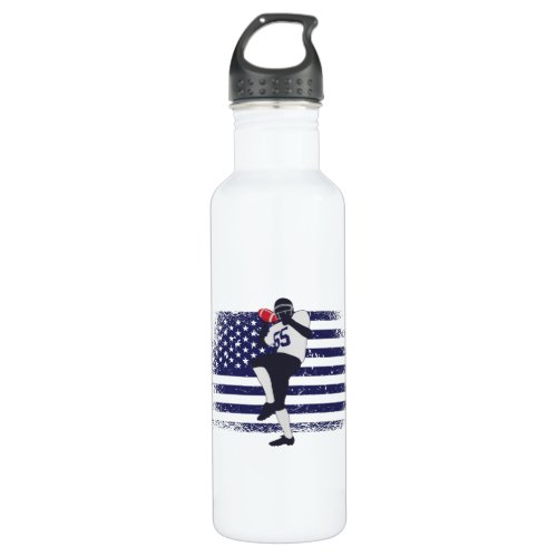American Football Fan Jersey Shirt USA Flag Stainless Steel Water Bottle