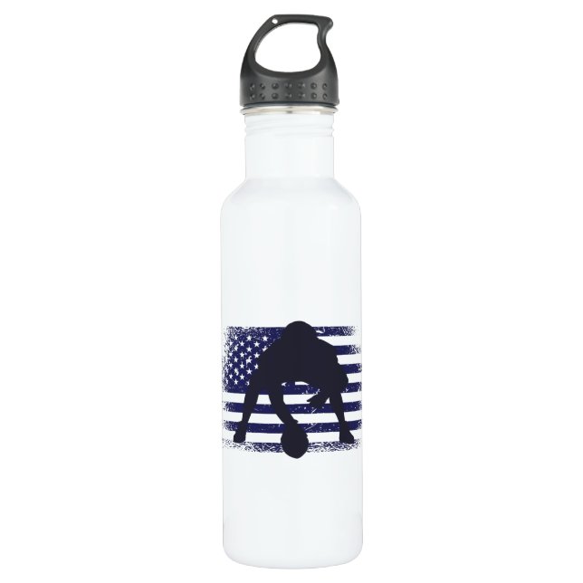 American Football Fan Jersey Shirt USA Flag Stainless Steel Water Bottle (Front)