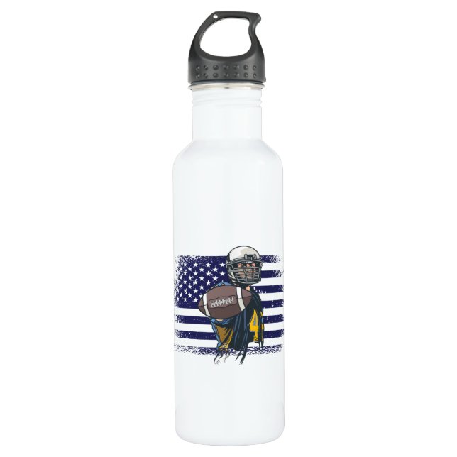 American Football Fan Jersey Shirt USA Flag Stainless Steel Water Bottle (Front)