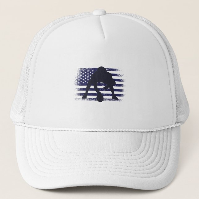 American Football Fan Jersey Shirt USA Flag Trucker Hat (Front)