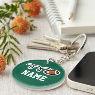 American Football fan keychain with custom name
