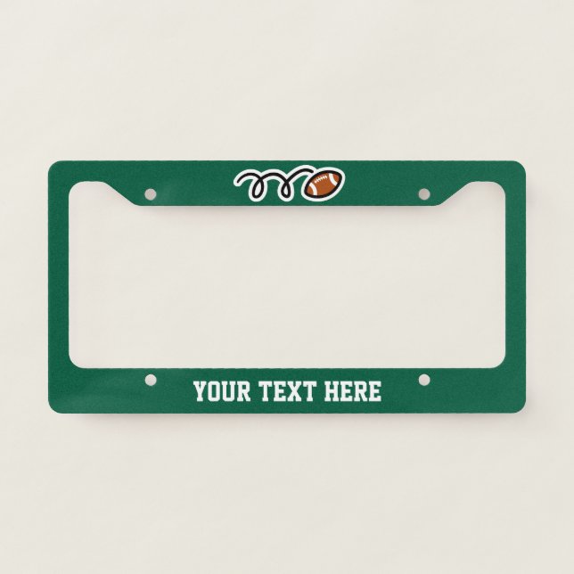 American football fan personalized custom car license plate frame (Front)