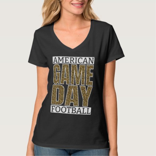 AMERICAN FOOTBALL FANS GAME DAY VIBES CLASSY LEOPA T_Shirt
