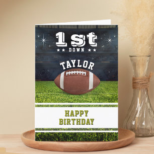 American Football Field 1st Birthday Party Letterpress Thank You Card