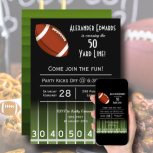 American Football Field Birthday Invitation