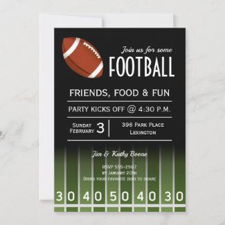 American Football Field Bowl Party Invitations