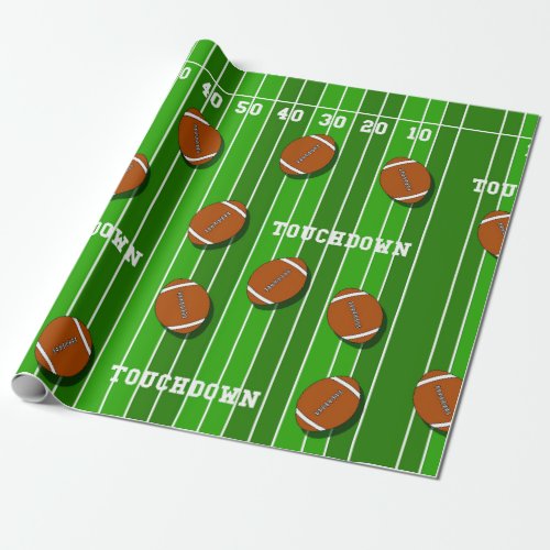 American Football Field Footballs Sports Wrapping Paper